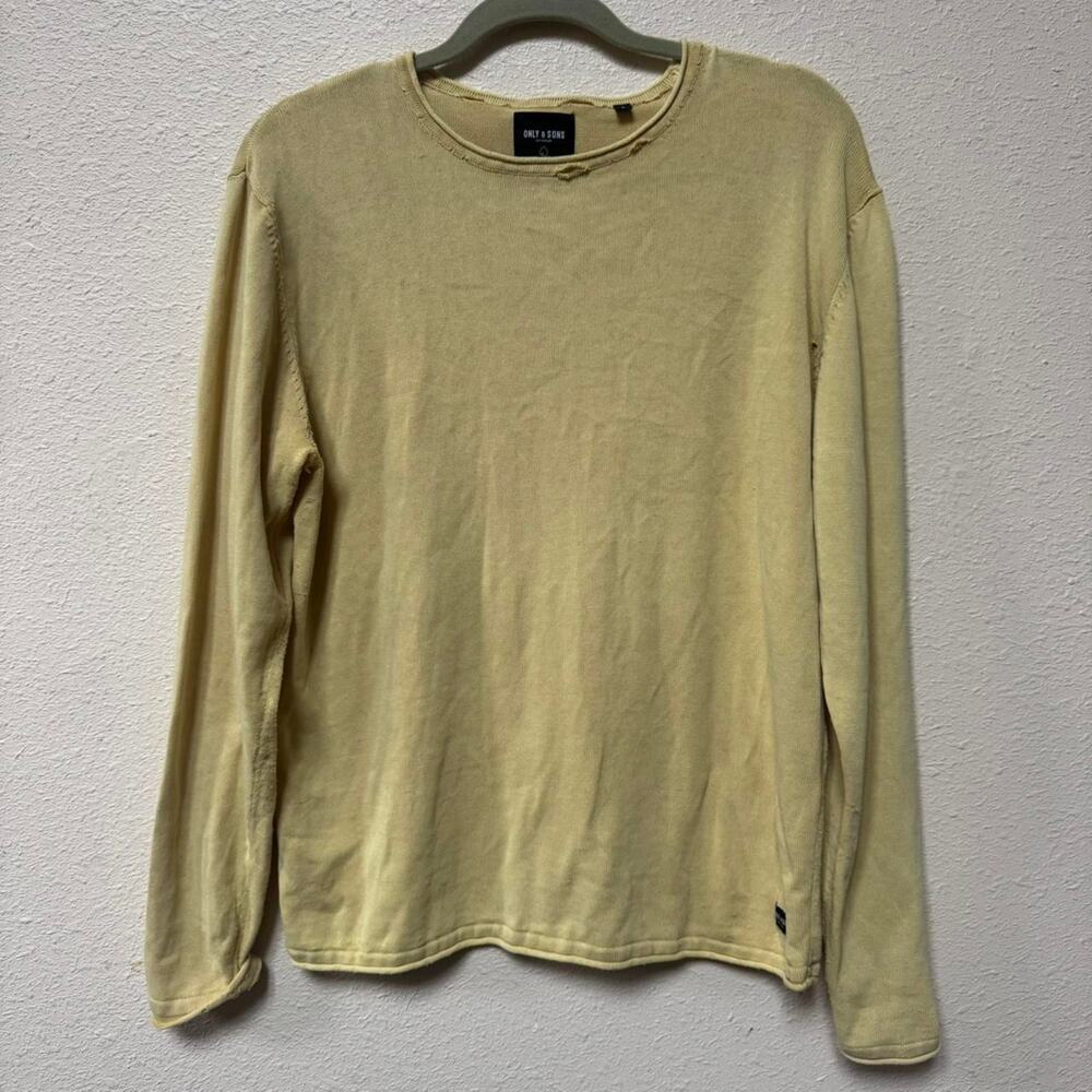 Butter yellow distressed vintage slouchy sweater - Picture 4 of 8